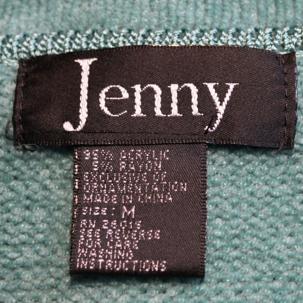 Jenny $68 Medium Retro Teal Pointelle Knit Floral Embellished Button Cardigan‎ - Picture 3 of 13
